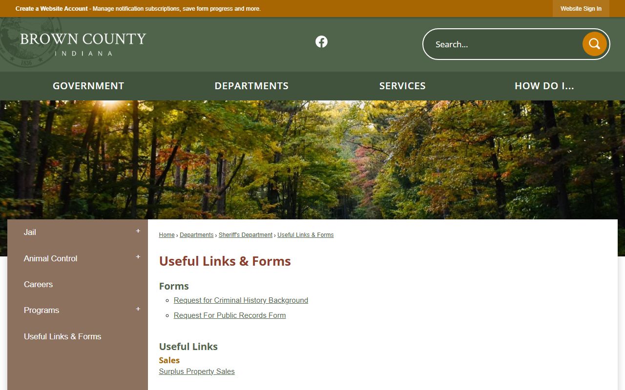 Brown County sheriff useful links for jail mugshot records requests